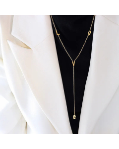Retro Love Sweater Chain Titanium Steel Plating Necklace CA07830683
