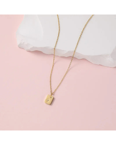 Retro Geometric Inlaid Zircon Pendant Titanium Steel Necklace CA07830686