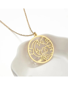 Moon Heart Key Car Charm Stainless Steel Titanium Steel Plating Necklace CA07830688-Gold Color-01