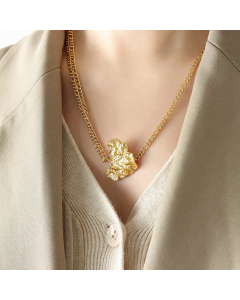 Minimalism Leaves Pendent Titanium Steel Plating Necklace CA07830691
