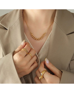 Minimalism Geometric Chain Titanium Steel Plating Necklace CA07830693