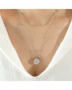 Double Layered Round Devil's Eye Titanium Steel Plating Necklaces CA07830694
