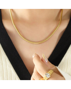 Plain Solid Color Snake Chain Titanium Steel Plating Necklace CA07830702