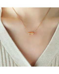 Classic Style Solid Color Bean Pendent Titanium Steel Plating Necklace CA07830703