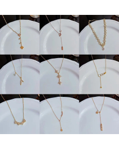 Fashion Heart Shape Bow Knot Inlay Zircon Pendant Titanium Steel Necklace CA07830705