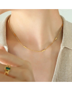 Minimalism Rectangle Chain Titanium Steel Plating Necklace CA07830708