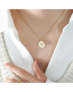 Elegant Round Star Heart Shape Butterfly Plating Shell Pendant Titanium Steel Necklace CA07830709