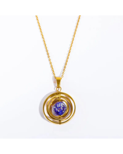 Fashion Starry Sky Galaxy Plating Pendant Stainless Steel Necklace CA07830710