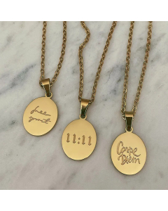 Letter Number Oval Pendent Stainless Steel Plating Necklace CA07830712