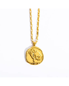 Retro Constellation Pendant Stainless Steel Plating Necklace CA07830713