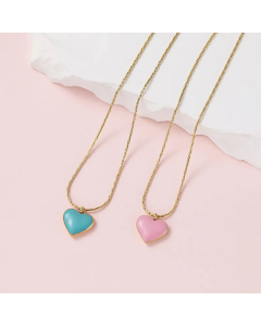 Sweet Heart Shape Titanium Steel Enamel Plating Pendant Necklace CA07830714