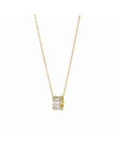 Shiny Circle Inlay Zircon Pendant Stainless Steel Plating Necklace CA07830733