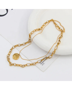Fashion Bee Plating Layered Stainless Steel Titanium Steel Necklaces CA07830735