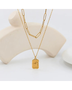 Layered Square Butterfly Stainless Steel Titanium Steel Plating Necklaces CA07830736