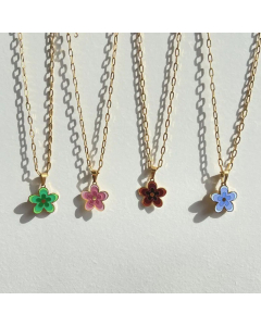 Sweet Flower Enamel Pendant Titanium Steel Necklace CA07830740