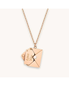 Fashion Envelope Letter Plating Pendant Stainless Steel Necklace CA07830745-Rose Gold Color-01