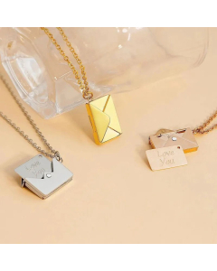 Fashion Envelope Letter Plating Pendant Stainless Steel Necklace CA07830745
