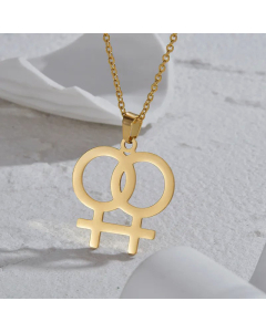 Hollow Out Symbol Pendant Stainless Steel Plating Necklace CA07830753