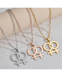 Hollow Out Symbol Pendant Stainless Steel Plating Necklace CA07830753