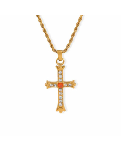Fashion Cross Plating Zircon Pendant Stainless Steel Necklace CA07830757