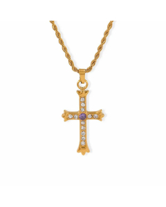 Fashion Cross Plating Zircon Pendant Stainless Steel Necklace CA07830757