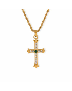Fashion Cross Plating Zircon Pendant Stainless Steel Necklace CA07830757