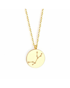 Fashion Round Constellation Pendant Stainless Steel Plating Necklace CA07830760-Gold Color-Virgo