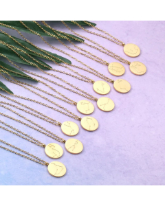 Fashion Round Constellation Pendant Stainless Steel Plating Necklace CA07830760