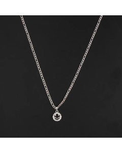 Fashion Smiley Face Hollow Out Inlay Zircon Pendant Stainless Steel Necklace CA07830763