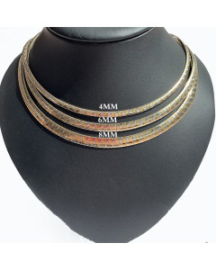 Fashion Cross Plating Choker Stainless Steel Necklace CA07830768-03-Multi-color-8mm