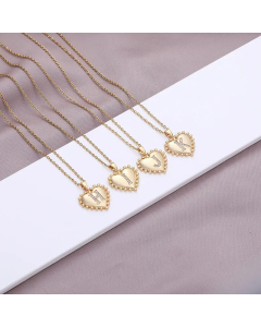 Fashion Letter Heart Shape  Inlay Zircon Pendant Stainless Steel Necklace CA07830770