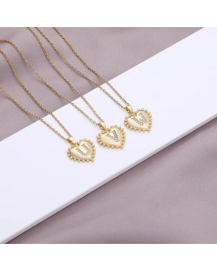 Fashion Letter Heart Shape  Inlay Zircon Pendant Stainless Steel Necklace CA07830770