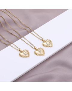 Fashion Letter Heart Shape  Inlay Zircon Pendant Stainless Steel Necklace CA07830770
