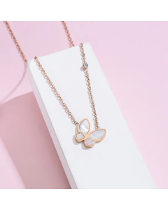 Sweet Butterfly Pendent Inlaid Shell Titanium Steel Plating Necklace CA07830774