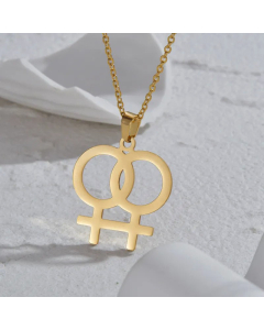 Fashion Symbol Plating Pendant Stainless Steel Necklace CA07830776