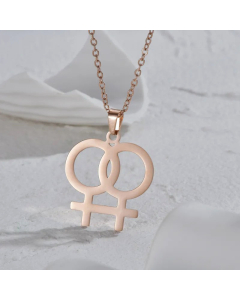 Fashion Symbol Plating Pendant Stainless Steel Necklace CA07830776