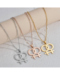 Fashion Symbol Plating Pendant Stainless Steel Necklace CA07830776
