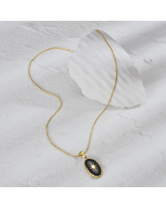 Fashion Devil's Eye Enamel Plating Inlay Zircon Pendant Stainless Steel Necklace CA07830779