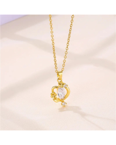 Texture Flower Plating Inlay Zircon Pendant Stainless Steel Titanium Steel Necklace CA07830786