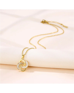 Temperament Knot Inlay Zircon Pendant Stainless Steel Titanium Steel Plating Necklace CA07830789
