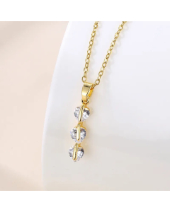 Elegant Heart Shape Stainless Steel Titanium Steel Plating Inlay Zircon Pendant Necklace CA07830792