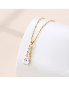 Exquisite Geometric Inlay Zircon Pendant Stainless Steel Titanium Steel Plating Necklace CA07830794
