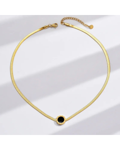 Casual Round Roman Numerals Stainless Steel Plating Inlay Acrylic Necklace CA07830798