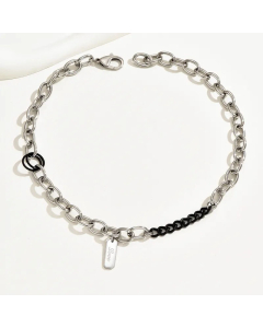 Hip-Hop Patchwork Choker Chain Stainless Steel Plating Necklace CA07830799