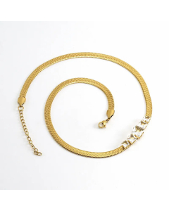 Temperament Square Stainless Steel Plating Inlay Zircon Necklace CA07830803