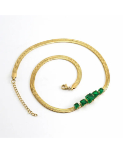 Temperament Square Stainless Steel Plating Inlay Zircon Necklace CA07830803