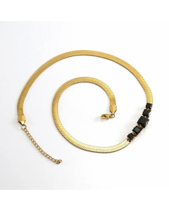 Temperament Square Stainless Steel Plating Inlay Zircon Necklace CA07830803