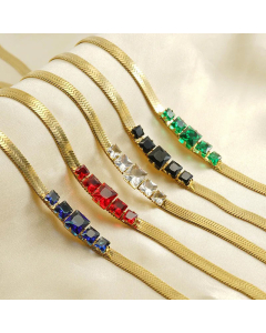 Temperament Square Stainless Steel Plating Inlay Zircon Necklace CA07830803