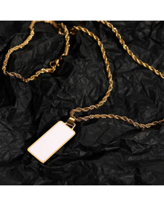 Minimalism Rectangle Pendant Stainless Steel Plating Shell Necklace CA07830807