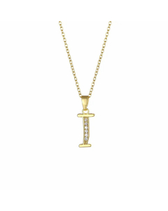 Minimalism Letter Inlay Zircon Pendant Stainless Steel Titanium Steel Plating Necklace CA07830808